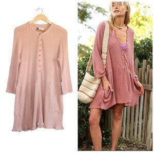 Free People Beach Blossom Button Up T-Shirt Mini Dress Size M Cotton blend